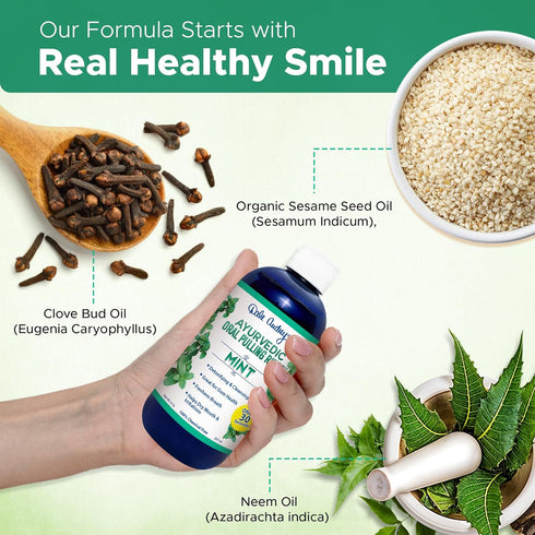 Ayurvedic Oil Pulling Rinse for Teeth and Gums | Made in USA Alcohol Free Mouthwash for Fresh Breath | Pulling Oil with Oils Extract for Teeth Whi...