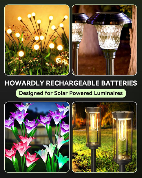 1.2v AA Ni-MH Rechargeable Battery, Double A 900mAh 1.2V Rechargeable Battery Pre-Charged, High Capacity for Outdoor Solar Lights, Lawn Lamps, Str...