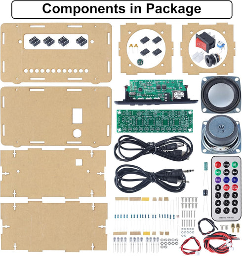 DIY Bluetooth-Compatible Speaker Kit, DIY FM Radio Soldering Project USB Mini Home Sound Amplifier DIY Electronics Kit with Digital Display and Co...