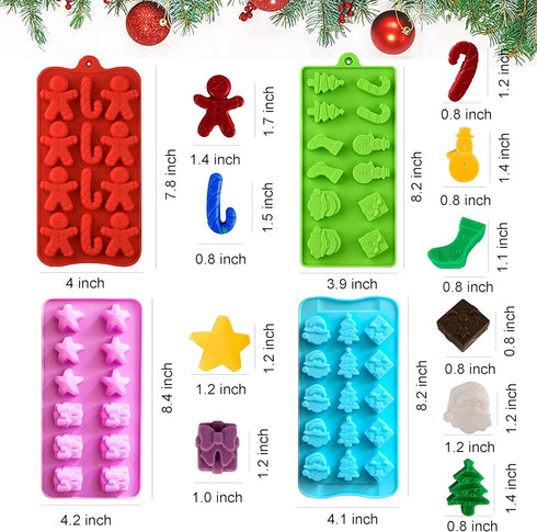 Christmas Shape Baking Mold Candy Mold Chocolate Molds including Christmas Tree Santa Head, Ideal for Christmas Party Home Baking DIY Crafts & Nov...