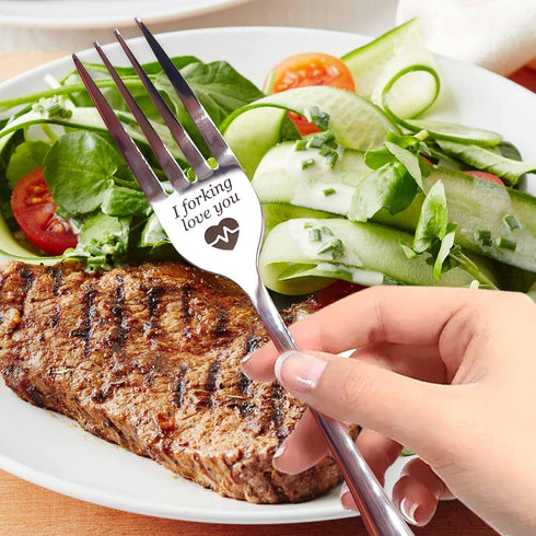 Gifts for boyfriend girlfriend Anniversary Valentines Gifts From Husband Wife I Love You Dinner Forks for Him Her Table Forks Silverware Engraved ...