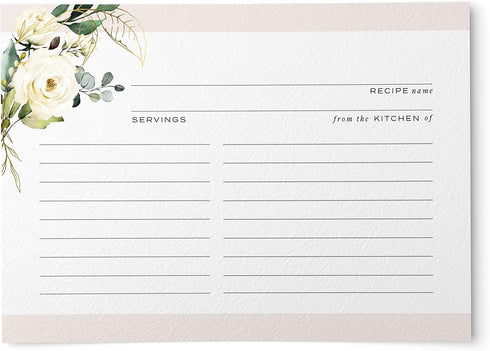 50 Floral Recipe Cards with Gold Foil from Dashleigh, 4x6 inches, Double-Sided...