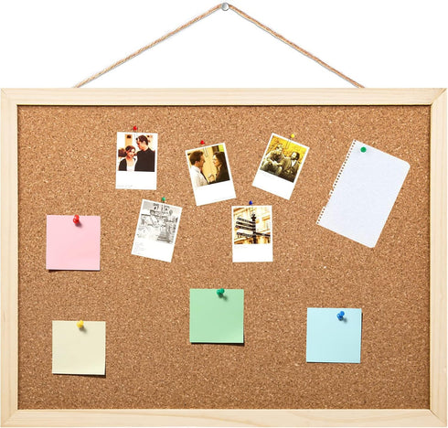 2 Pack Cork Board Bulletin Board, 15.7"X 12" pin Boards for Walls, Oak Wood Finish Frame, Wall Mounted Cork Board for Office Home and School(Pins,...