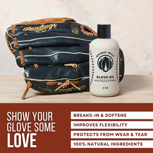 Baseball Glove Oil 8 oz - Softens and Hydrates Leather Fibers - Improves Glove Flexibility and Performance - Premium Glove Oil to Break in Gloves ...