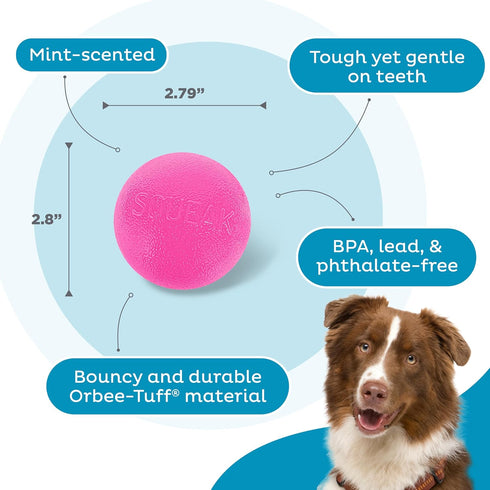 Outward Hound Orbee-Tuff Squeak Ball Pink Dog Fetch Toy...