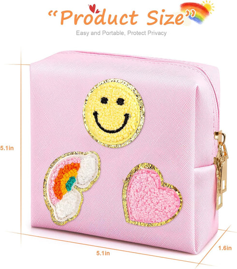 2 Pack Period Bag, PU Leather Sanitary Napkin Storage Bag for Feminine Pads Liners Tampons and Reusable Pads,Functional Sanitary Pads Pouches Firs...