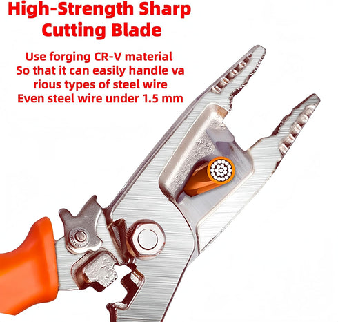 9in1 Wire Stripper Pliers Tool with Tail Cutter, 8"Multifunctional Wire Stripping Crimping Tool for Electrician & Lineman...