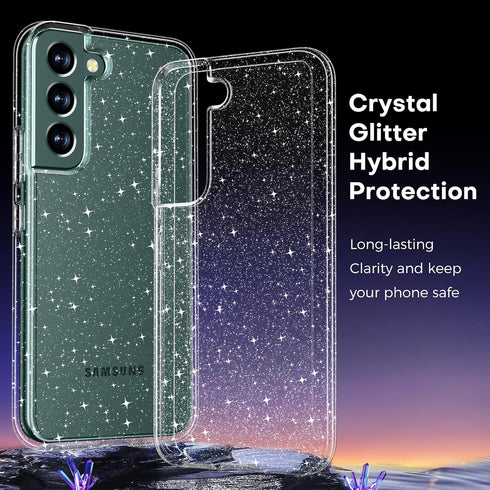 Rayboen for Samsung Galaxy S22 5G Case Glitter, Non-Yellowing Shockproof Phone Bumper Cover, Cute Sparkly Girly Hybrid Phone Case for Galaxy S22, ...