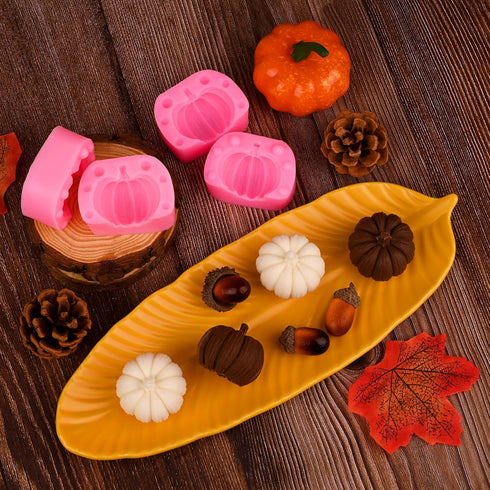 Actvty 3D Pumpkin Silicone Molds, 6 Pcs Half a Pumpkin Chocolate Candy Fondant Mold for Halloween Thanksgiving Fall Baking, Cake Decoration, Soap ...