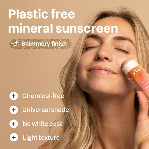 ATTITUDE Oceanly Tinted Shimmer Face Cream Stick with SPF 30, EWG Verified, Plastic-Free, Broad Spectrum UVA/UVB Protection with Zinc Oxide, Unive...