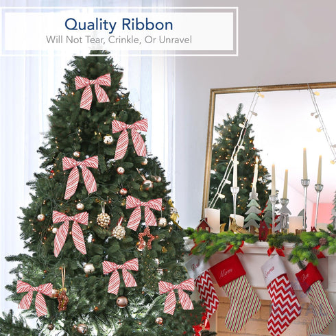 Royal Imports Red/White Candy Cane Christmas Ribbon, 2.5" (#40) Peppermint Design for Floral, Craft, Holiday Decoration, 25 Yard Roll (75 FT Spool...