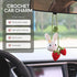 BUNNY Cute Rear View Mirror White Bunny and Strawberry Crochet Car Charm, Bunny Hanging Ornaments, Cute Fruit Car Rear Dangle Interior, Handmade K...