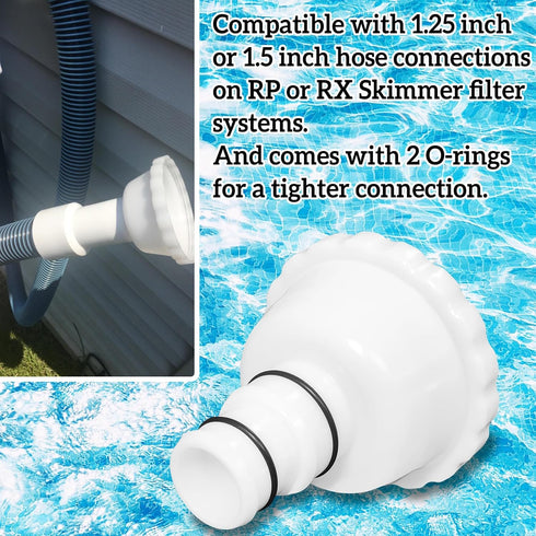 Pool Vacuum Hose Adapter RP/RX Skimmer Attachment Replacement for Summer Waves Above Ground Pool Vacuum Adapter Parts,for 1.5" Hose Connections...