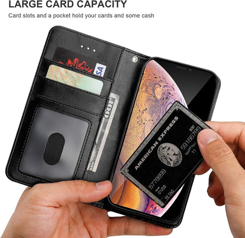 Bocasal for iPhone Xs Max Wallet Case with Card Holder PU Leather Magnetic Detachable Kickstand Shockproof Wrist Strap Removable Flip Cover for iP...