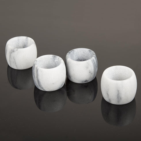 Creative Home Set of 4 Pieces Natural Off-White Marble Napkin Ring Napkin Holder for Party Decoration Dinning Table Family Gatherings, 1.8" Diam. ...