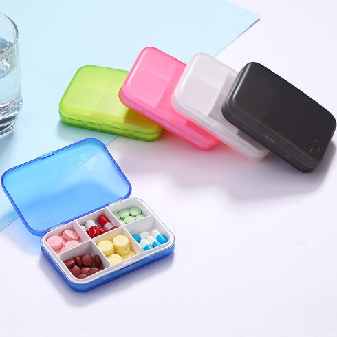 Pill Organizer - Portable Pill Box Small Pill Container for Purse or Pocket, Excellent Pill Storage Case (Pink, 4+6 Compartment)...