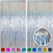 Melsan Foil Curtain, 2 Pack 3.2 ft x 8.2 ft Silver Tinsel Foil Fringe Curtains Backdrop, Sparkle Metallic Foil Curtains for Independence Disco Bac...
