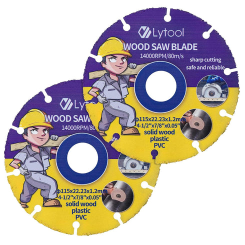 Lytool Wood Cutting Discs 4-1/2" for Angle Grinder, Woodworking Circular Saw Blade 7/8"Arbor, Angle Grinder Blades for Wood,Woodworking, PVC, Rubb...
