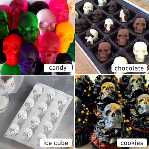BUSOHA Skull Chocolate Molds Silicone - 2 Pack 40 Cavity Non-Stick Gummy Skull Silicone Molds with 1 Droppers for Chocolate, Candy, Jelly, Ice Cub...