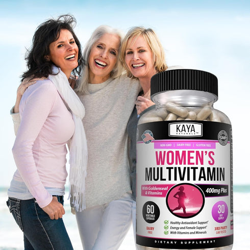 Kaya Naturals Women's Multivitamin, Overall Healthy Antioxidant, and Immune Support, Vitamins A, D, C, E, Biotin, Folic Acid, & Multi-Mineral, Ene...