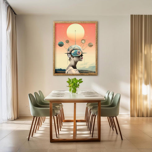 Posterizer 1 pcs-sci-fi woman in the sunset- surreal collage-Astronomy & Celestial Art-Abstract & Modern Art-Gift for Art Lovers-Decor for Home & ...