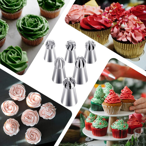 Hofumix Russian Piping Tips Cake Decorating Kit Cake Decorating Tips Buttercream DIY Baking Tools School Prevailing Torch Russian Nozzles Ball Bak...