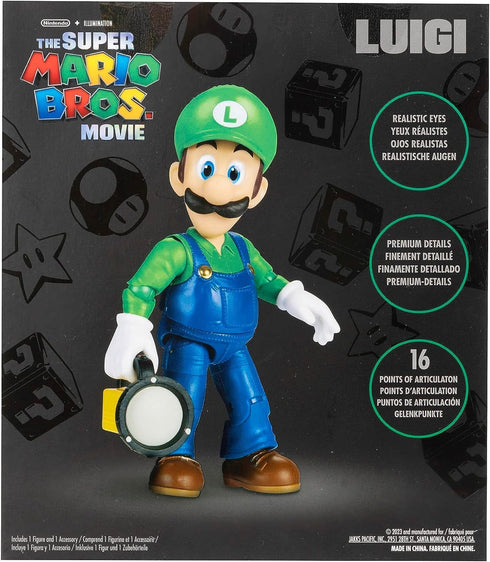 THE SUPER MARIO BROS. MOVIE - 5 Inch Action Figures Series 1 – Luigi Figure with Flashlight Accessory...