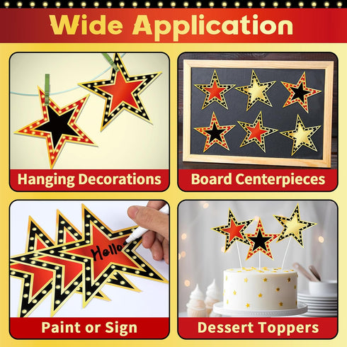 gisgfim 90PCS Movie Star Cardboard 6 Inch Red Carpet Awards Night Cutouts Movie Party Star Cutouts Classroom Bulletin Board Decorations Paper Star...