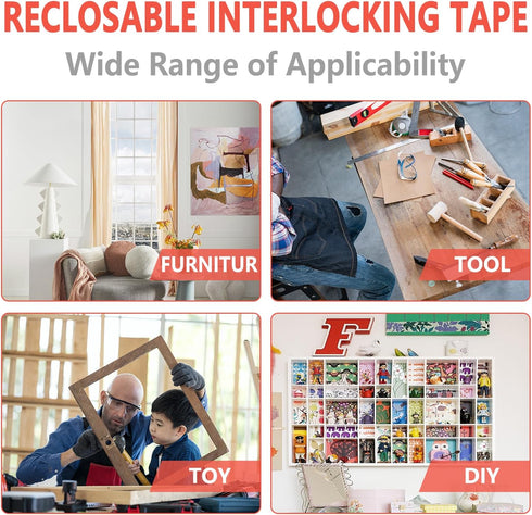 Dual Lock Fastener,2in x 4in 4pcs Reclosable Interlocking Tape Heavy Duty Adhesive Hook Lock Sticky Back Mushroom Mounting Tape,White Color,for In...