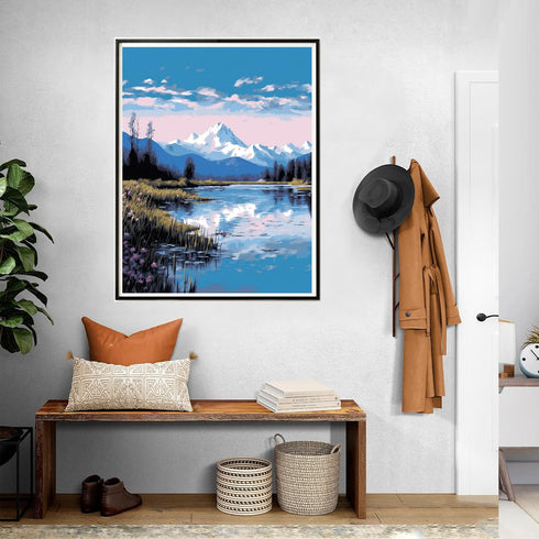 SKRYUIE Paint by Numbers Snowy Mountain for Adults, Acrylic Oil Painting by Numbers Kits Landscapes for Beginner with Paintbrushes Brushes Paintwo...