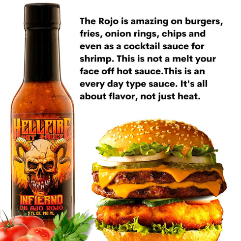 Hellfire Hot Sauce Infierno De Ajo Rojo - Gourmet Red Salsa Hot Sauce With Garlic and Carolina Reaper Peppers, 5 oz....