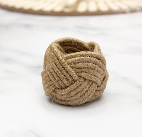 COTTON CRAFT Jute Napkin Rings - Set of 12 Handmade Nautical Knot Woven Rope Napkin Ring - Dining Table Napkin Holder - Everyday Rustic Harvest Fa...