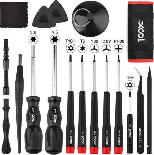 XOOL Tri Tip Screwdriver, 17 in 1 Professional Screwdriver Game Bit Repair Tools Kit for Switch JoyCon PS3 PS4 PS5 Xbox One 360 Gamebit NES SNES D...