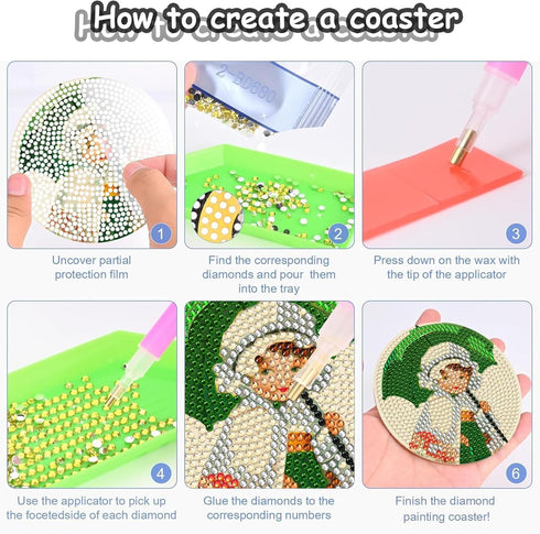 8 Pieces Vintage St. Patrick's Day Diamond Coasters Kits with Holder DIY St. Patrick's Day Diamond Art Coaster Coaster for Adults Diamond Kits Sup...
