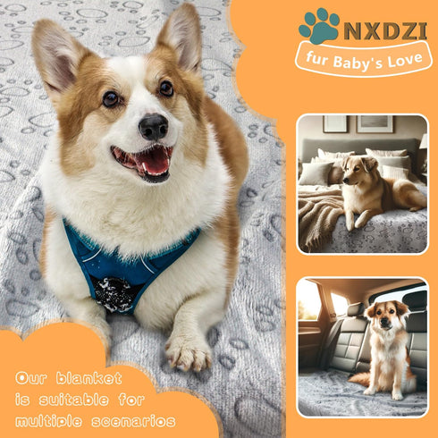 1 Pc Dog Blankets Washable - Soft Dog Blanket for Medium Dogs and Cats,Fluffy Flannel Pet Blanket Mat Cover for Bed Couch, Cute Print Puppy Blanke...