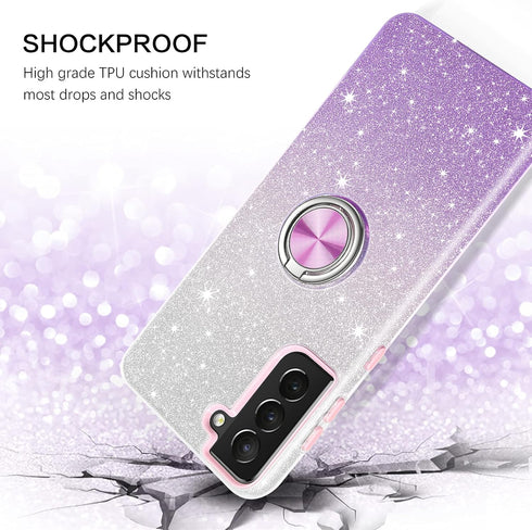 VENINGO Galaxy S21 5G Case,Samsung S21 Case,Glitter Sparkly Phone Case with 360° Ring Holder Kickstand Magnetic Car Mount Supported Shockproof Pro...