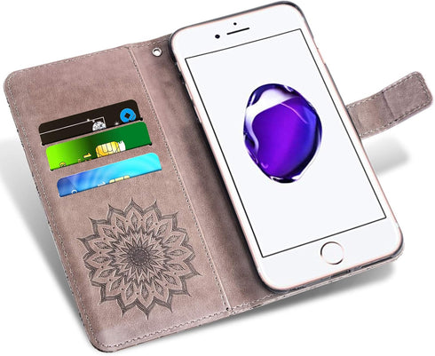 Phone Case for iPhone 7/8/SE 2020/2022 Wallet with Tempered Glass Screen Protector Leather Flip Cover Card Holder Stand iPhone7 iPhone8 SE2020 SE2...