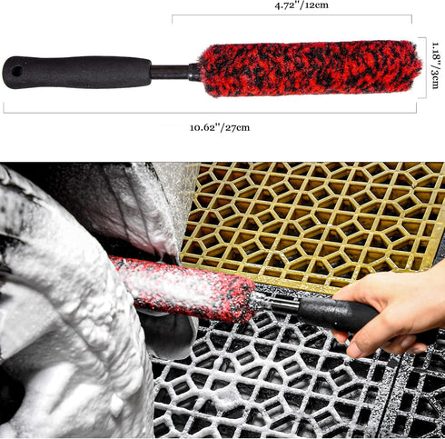 Metal Free Soft Wheel Cleaner Brush, Synthetic Wool Tire Cleaning Brush, Highly Water Absorption, Dense and Durable Tire Brush for Cleaning Wheels...