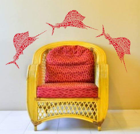 Marlin Stencil, 11.5 x 6 inch (M) - Mosaic Fish Sailfish Wall Stencils for Painting Template...