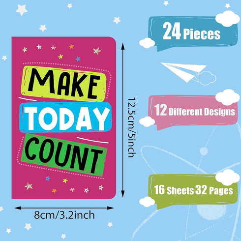 24 Pcs Mini Colorful Notebooks, Funny Motivational Journals Notepads Inspirational Notepads Small Pocket Notebook for Kids Teacher School Office G...