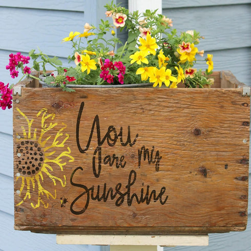 DLY LIFESTYLE You are My Sunshine Stencil - Sunflower Design - 8x6 Inches - Reusable DIY Art & Craft Stencil for Wood, Canvas, Paper, Fabric, Wall...