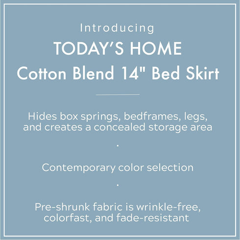 Today’s Home Classic Tailored Bed Skirt Dust Ruffle, Cotton Blend Design, 14" Drop Length, Queen, Ivory...
