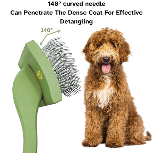 Dog Slicker Brush for Goldendoodle Labradoodle Poodle, Professional Gromming Dematting Slicker Brush, Soft Long Stainless Steel Pins, Coat Slicker...