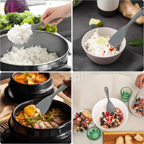 2Pcs Silicone Rice Paddle Spoon Rice Non Stick Rice Scooper Rice Spatula Heat Resistant Kitchen Serving Rice Spoon Paddle Large Rice Cooker Spoon ...