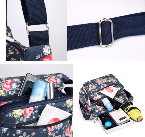 Casual Nylon Floral Shoulder Bag For Women Crossbody Bag Messenger Bags Travel Handbags With Adjustable Strap Waterproof...