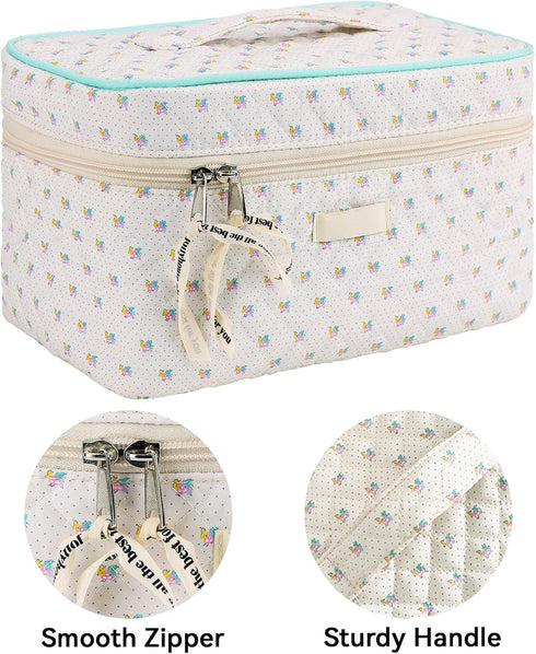 Makeup Bag Cosmetic Bag for Women,Cotton Large Travel Makeup Organizer Bag,Toiletry Bag for Women for Toiletries Accessories Brushes...