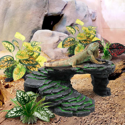 Reptile Artificial Plants, Terrarium Plants Decorations Supplies, Aquarium Fish Tank Plant, Amphibian Habitat Hideout Tank Accessories(M Set-4pcs/...