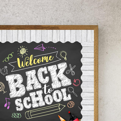 Self Adhesive Wood Bulletin Board Borders Rustic Classroom Bulletin Border Trim for School Home Decoration,49.2 Feet (White)...