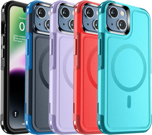 SUPFINE Magnetic for iPhone 14 Case, (Compatible with MagSafe)(12FT Military Grade Drop Protection) 2X Tempered (Glass Screen+Camera Lens Protecto...