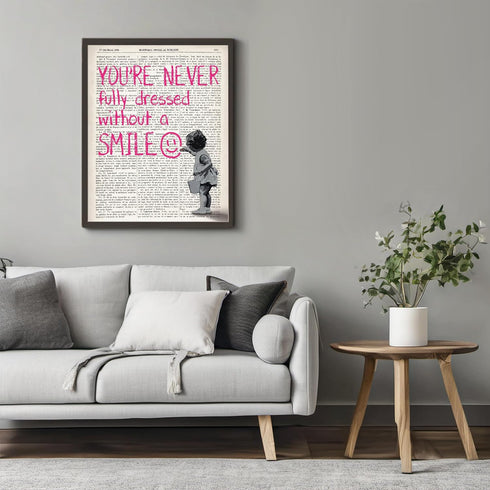 Posterizer 1 pcs-You're never fully dressed without a smile quote-Motivational & Inspirational Art-Gift for Couples boyfriend girlfriend Husband W...